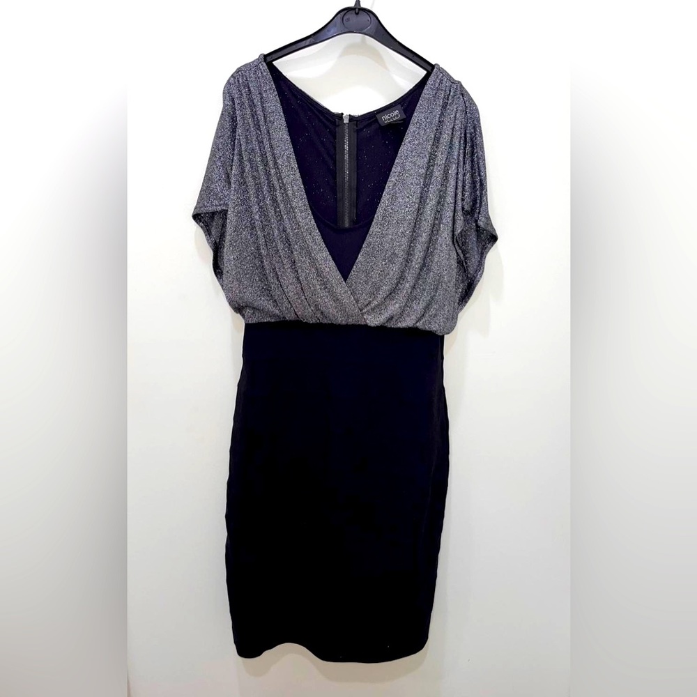 Nicole miller black dress with silver top size 12